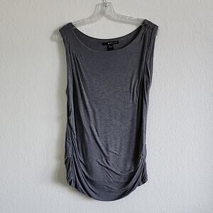 MNG BY MANGO Sleeveless Tank Top Side Ruching Size L Gray